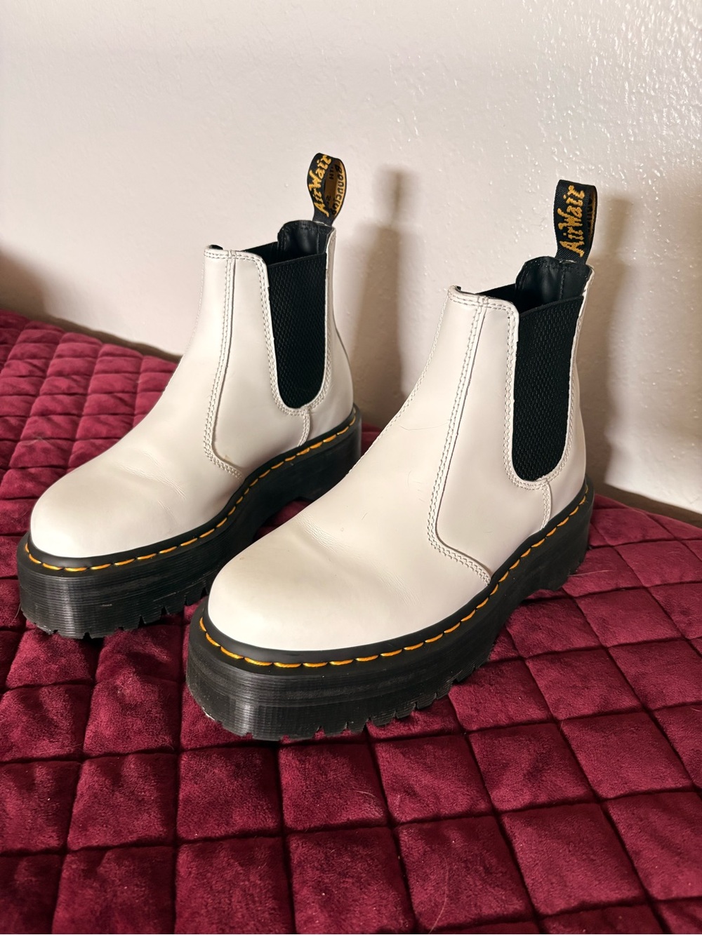 Dr. Martens White Platform Chelsea Boots